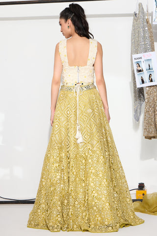 Lehenga Set for Indian Weddings – Yellow Lace Work by Twenty Nine