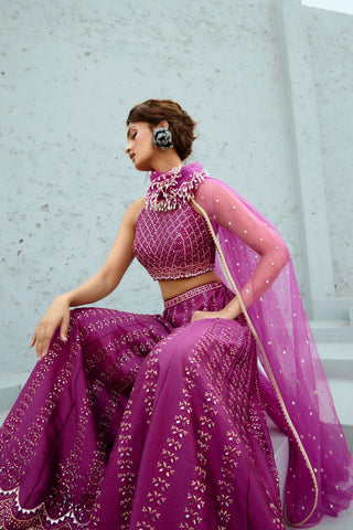 Pants Set Indian Wedding - Purple Carina Flared by Chamee & Palak