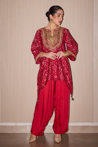 Co ord set for Contemporary Wear – Red A-line Dhoti Style by Twenty Nine