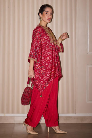 Co ord set for Contemporary Wear – Red A-line Dhoti Style by Twenty Nine