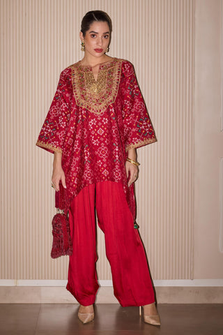 Co ord set for Contemporary Wear – Red A-line Dhoti Style by Twenty Nine