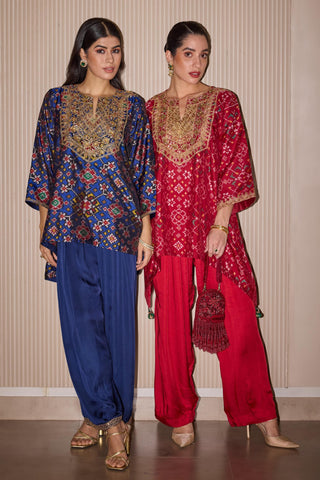 Kurta dhoti set for Contemporary Wear – Blue Layered Festive Look by Twenty Nine