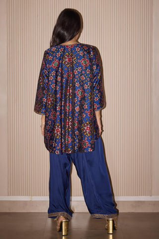 Kurta dhoti set for Contemporary Wear – Blue Layered Festive Look by Twenty Nine