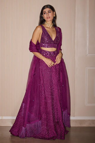 Lehenga Set for Indian Weddings – Purple Bandhani by Twenty Nine