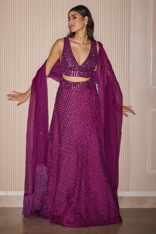 Lehenga Set for Indian Weddings – Purple Bandhani by Twenty Nine