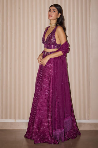 Lehenga Set for Indian Weddings – Purple Bandhani by Twenty Nine