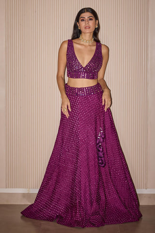 Lehenga Set for Indian Weddings – Purple Bandhani by Twenty Nine