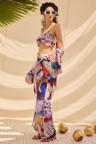 Multicolor burnt ashes art zip pant