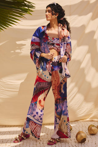 Multicolor burnt ashes art zip shirt