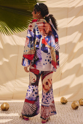 Multicolor burnt ashes art zip shirt