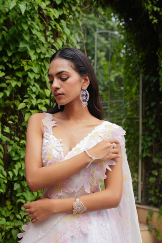 Ivory dil se kiara handpainted lehenga