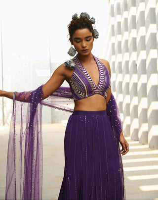 Skirt Set Indian Wedding - Purple Galaxy Mermaid by Chamee & Palak