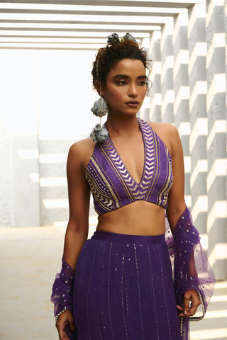 Skirt Set Indian Wedding - Purple Galaxy Mermaid by Chamee & Palak