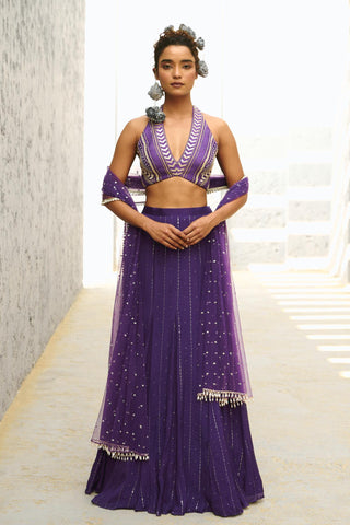 Skirt Set Indian Wedding - Purple Galaxy Mermaid by Chamee & Palak