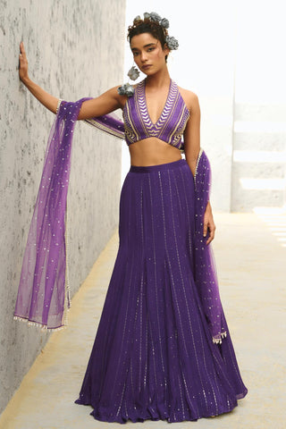 Skirt Set Indian Wedding - Purple Galaxy Mermaid by Chamee & Palak
