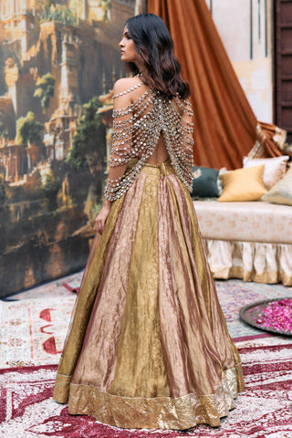 Lehenga Set Indian Wedding – Gold Pravarnika Mirror Harness by Itrh