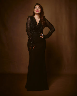 Black celestial night top and skirt