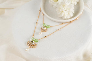 Necklace Tiered Wear - Gold Rumani Polki Necklace by Putstyle