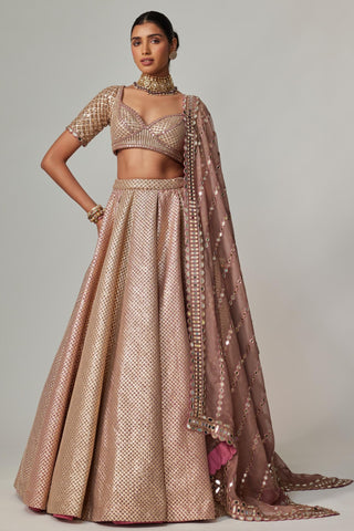 Beige noorani lehenga set