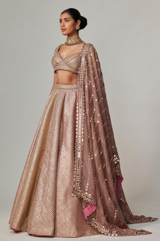 Beige noorani lehenga set
