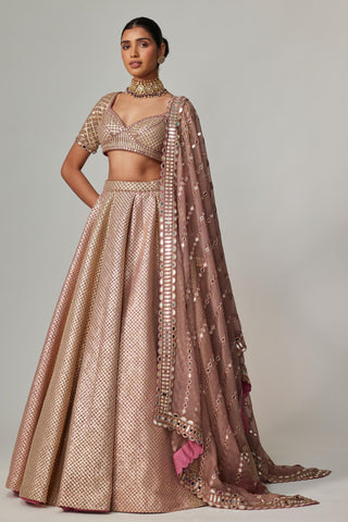 Beige noorani lehenga set