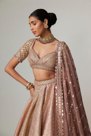 Beige noorani lehenga set