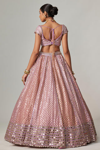 Purple multicolor noorani heavy metallic lehenga set