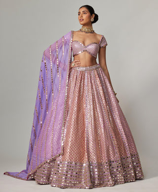 Purple multicolor noorani heavy metallic lehenga set