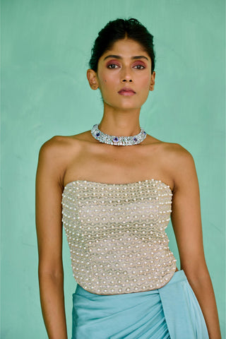 Corset Traditional Wear - Blue Zoha Corset by Chamee & Palak