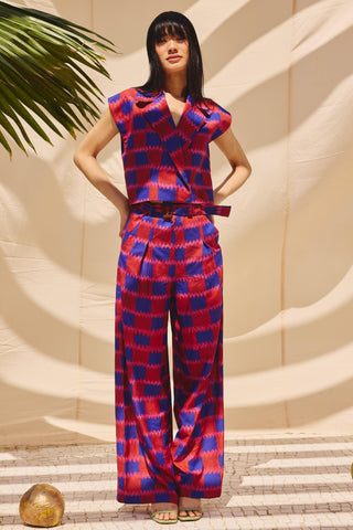 Multicolor checkmate chic art zip pant