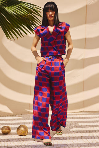 Multicolor checkmate chic art zip pant