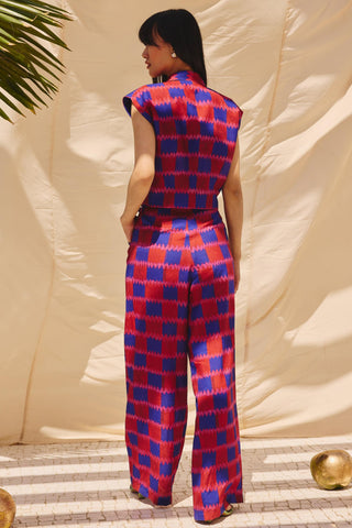 Multicolor checkmate chic art zip pant