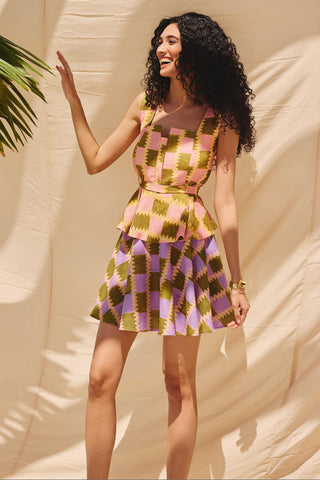 Multicolor pop blocks art zip top
