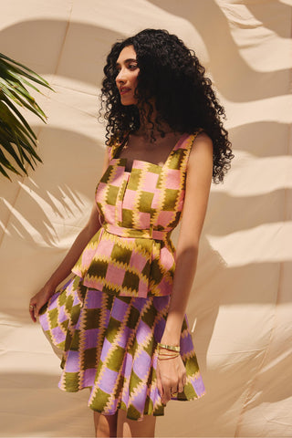 Multicolor pop blocks art zip top