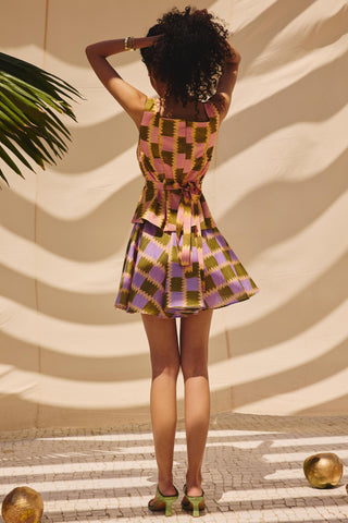 Multicolor pop blocks art zip top