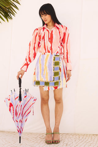 Multicolor spectrum art zip skirt