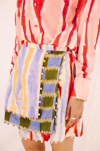 Multicolor spectrum art zip skirt