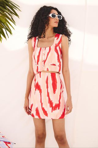 Multicolor sunset strokes art zip top