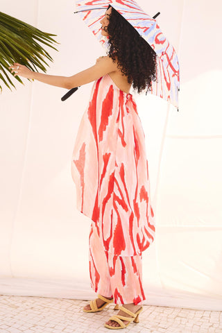 Multicolor canvas flow art zip top