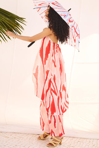 Multicolor canvas flow art zip pant