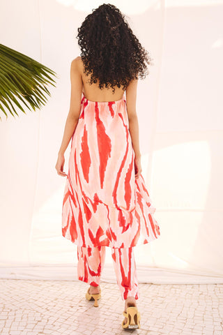 Multicolor canvas flow art zip top