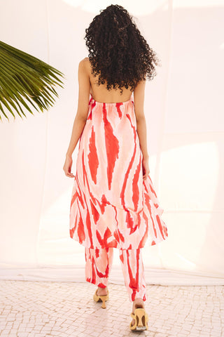 Multicolor canvas flow art zip pant