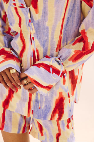 Multicolor hazy hue art zip shirt