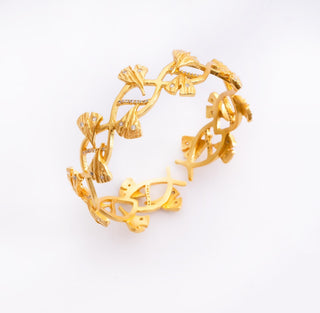 Bracelet Contemporary Wear - Gold Ginkgo Leaf Twisted by Putstyle