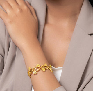 Bracelet Contemporary Wear - Gold Ginkgo Leaf Twisted by Putstyle