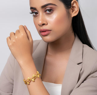 Bracelet Contemporary Wear - Gold Ginkgo Leaf Twisted by Putstyle