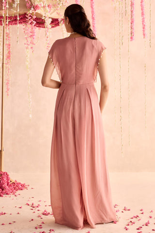 Pink dahlia under bloom jumpsuit