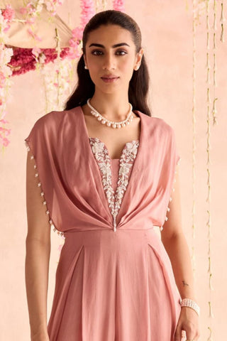 Pink dahlia under bloom jumpsuit