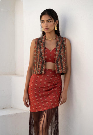 Co-Ord Set for Stylish Occasions – Brown Dancing Fringe by Nautanky