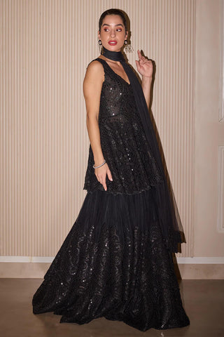 Lehenga Set for Indian Weddings – Black Mirror Applique by Twenty Nine